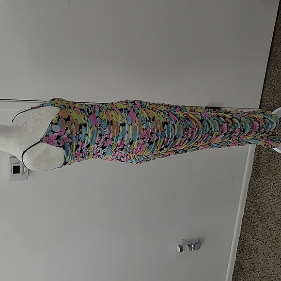 ARFM Ruched Mesh Midi Slipdress in Sky Floral Size Large NWT - Picture 12 of 15